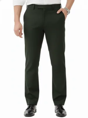 Contemporary Japanese Weave Military Green Formal Pants