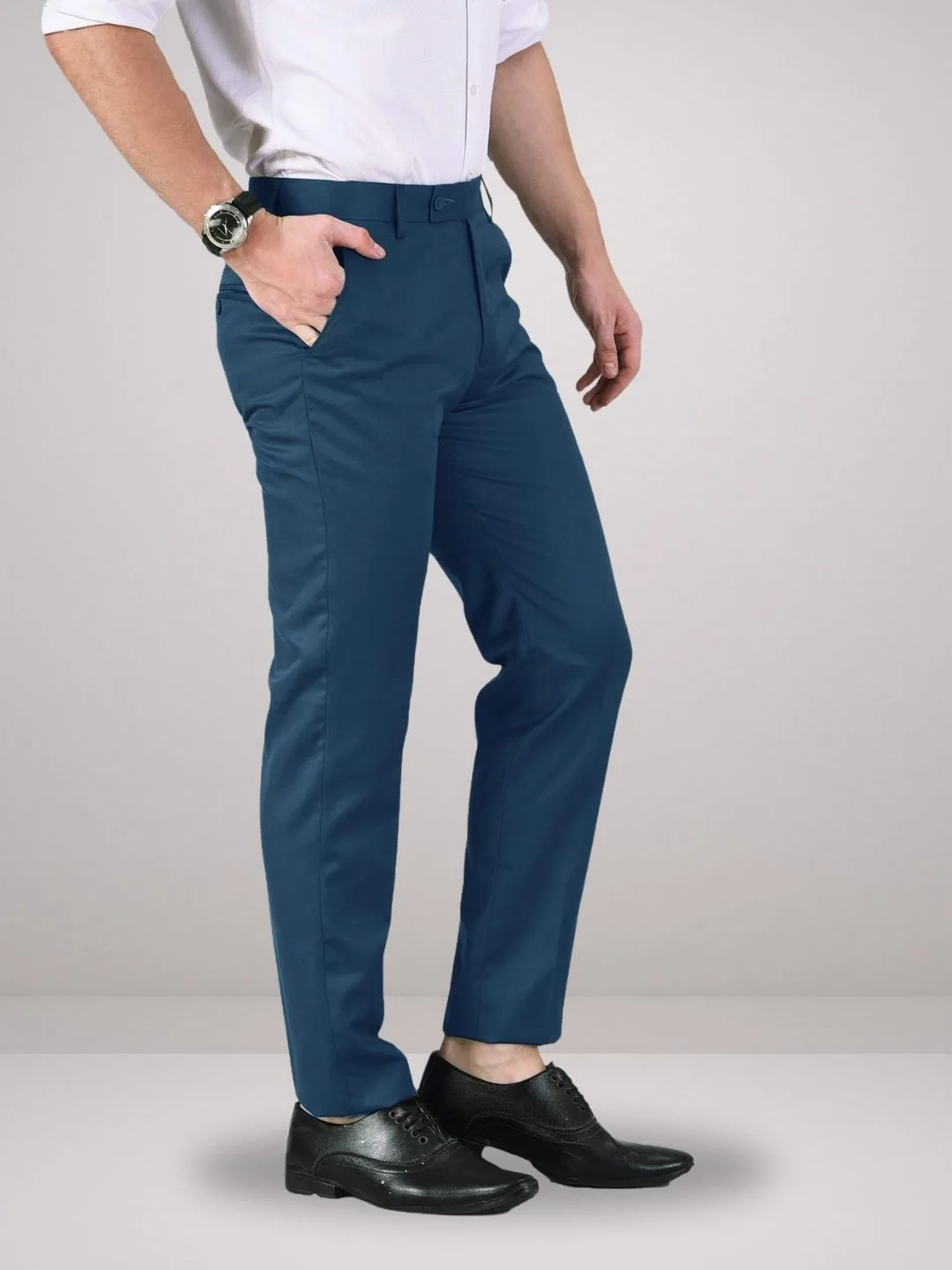 Everyday Comfort Airforce Blue Formal Trousers - Image 2