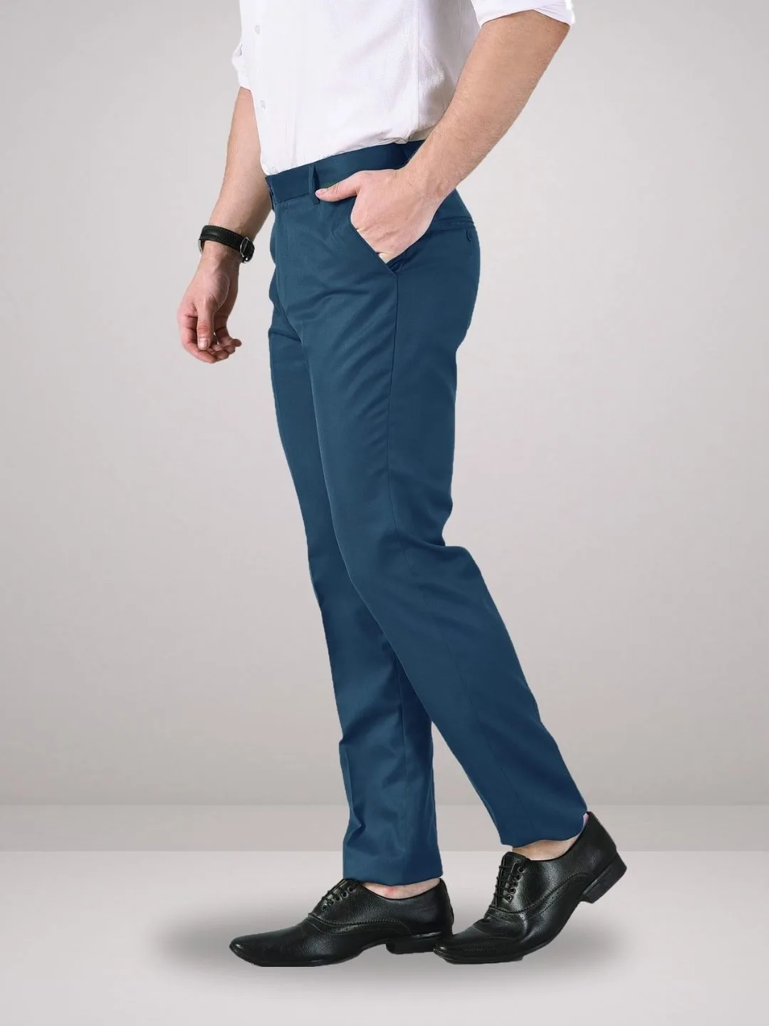 Everyday Comfort Airforce Blue Formal Trousers - Image 3