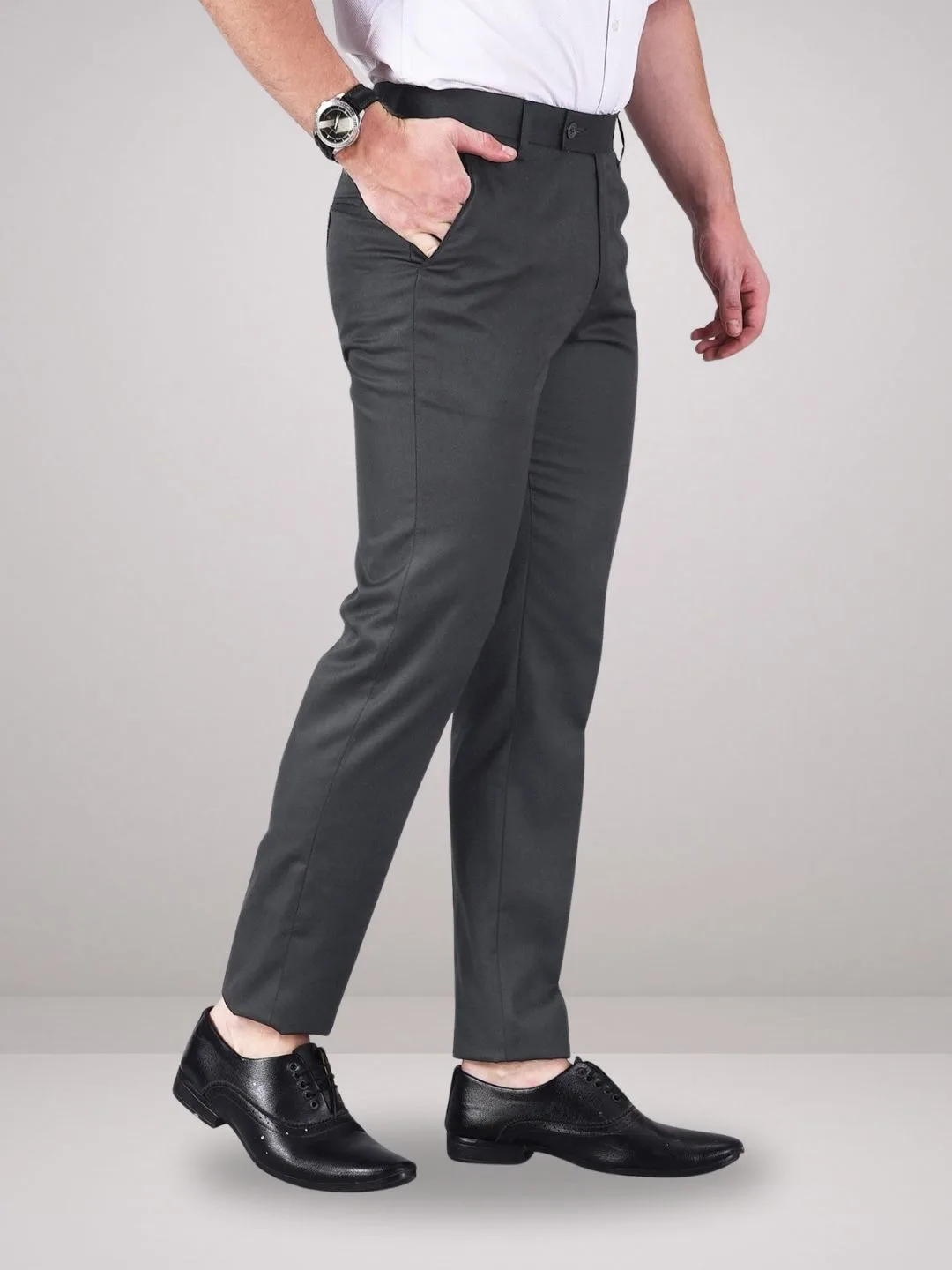 Everyday Comfort Dark Grey Formal Trousers - Image 2