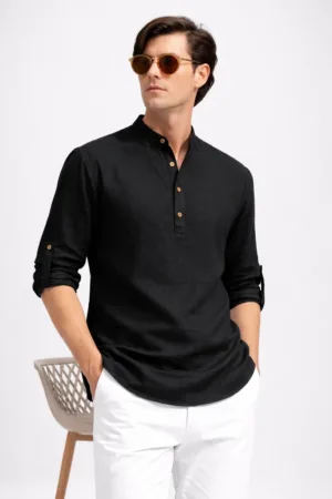 Airy Black Classic Short Kurta