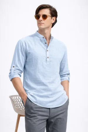 Airy Sky Blue Classic Short Kurta