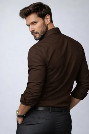 Brown Tailored Fit Pure Cotton Shirt