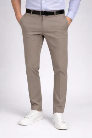 Contemporary Japanese Weave Beige Formal Pants