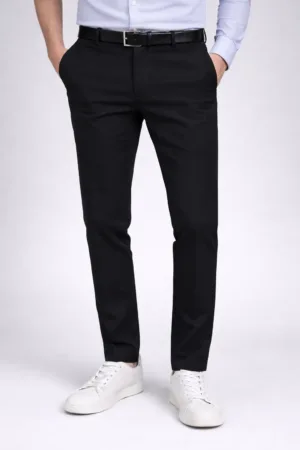 Contemporary Japanese Weave Black Formal Pants