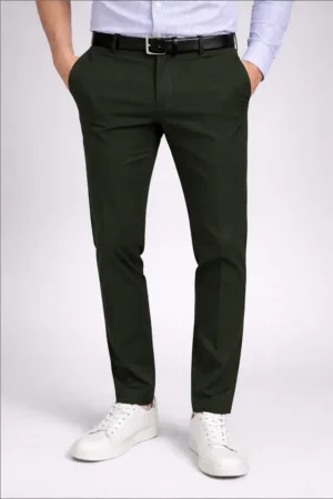 Contemporary Japanese Weave Olive Green Formal Pants