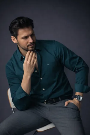 Fluorescent Green Cotton Sateen Essential Shirt