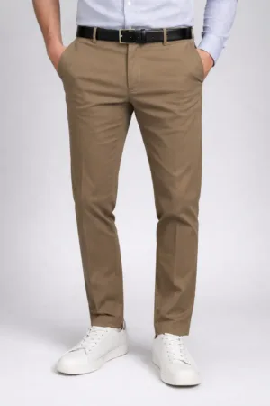 Luxury Linen Cotton Khaki Trousers