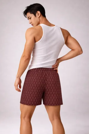 Men Printed Chili Red Ultra-Light Cotton Boxers