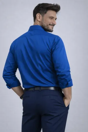 Blue Cotton Sateen Essential Shirt