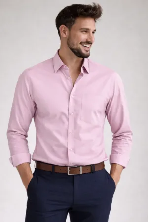 Pink Tailored Fit Pure Cotton Shirt