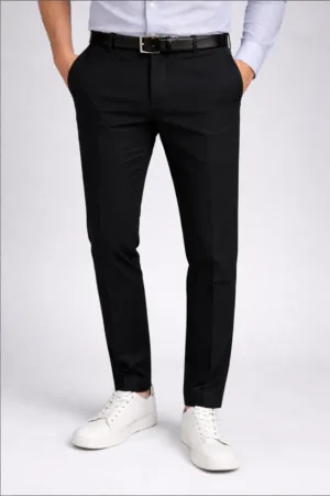 Smooth Finish Black Office Trousers
