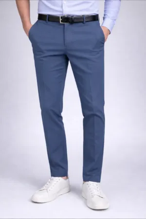 Ultra-Comfort Tailored Hook-Closure Airforce Blue Trousers