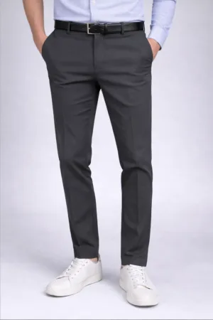 Ultra-Comfort Tailored Hook-Closure Dark Grey Trousers