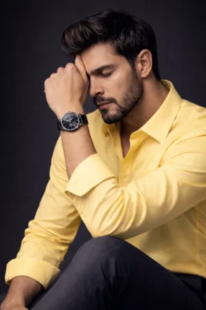 Yellow Tailored Fit Pure Cotton Shirt